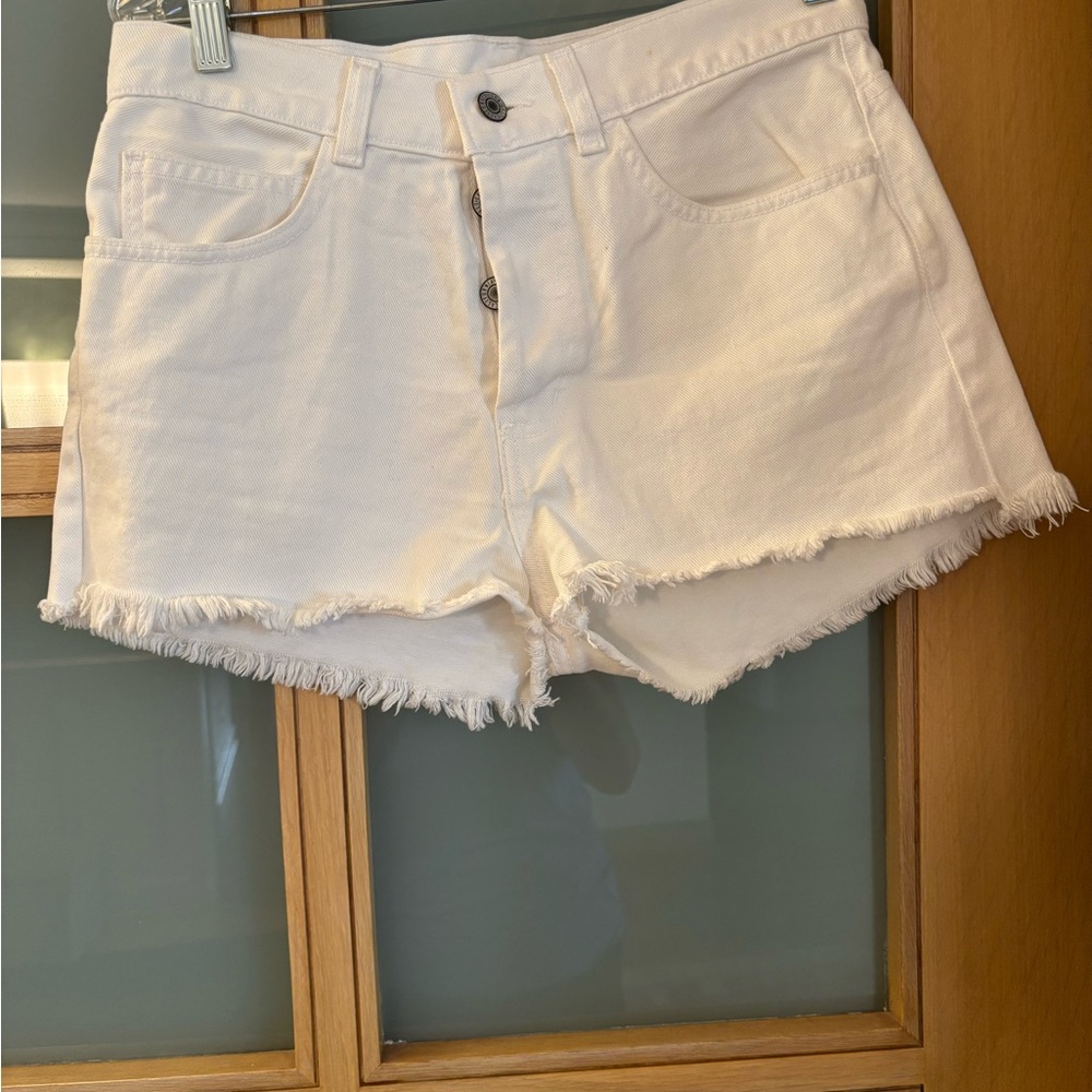 Brandy Melville John Galt White Frayed Jean Shorts